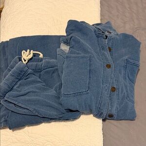 Z Supply Blue Wide Pant & Shirt Set